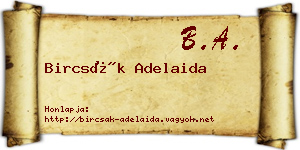 Bircsák Adelaida névjegykártya